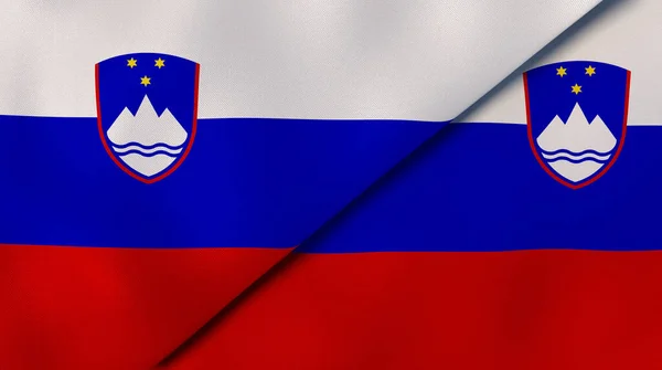 Två Staters Flagg Från Slovenien Och Slovenien Hög Kvalitet Affärsbakgrund — Stockfoto