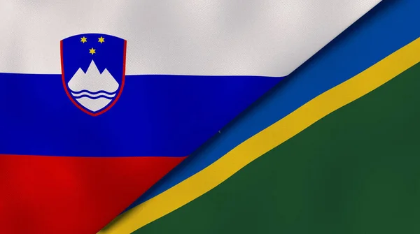Флаги Двух Штатов Словении Соломоновых Островов Высококачественный Бизнес Фон Иллюстрация — стоковое фото