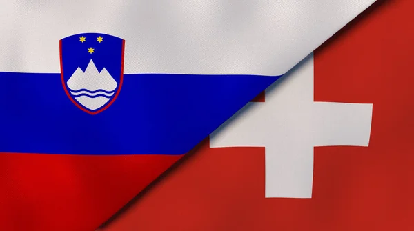 슬로베니아와 스위스의 국기이다 경력을 가지고 — 스톡 사진