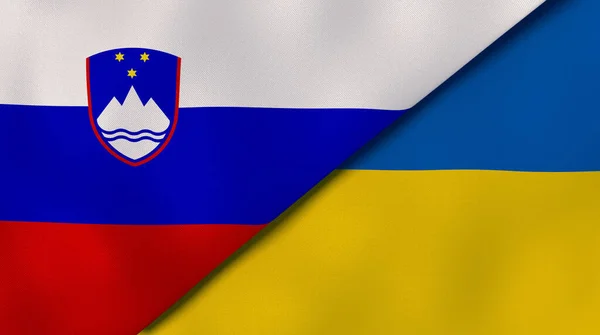 Δύο Κράτη Σημαίες Της Σλοβενίας Και Της Ουκρανίας Επαγγελματικό Υπόβαθρο — Φωτογραφία Αρχείου