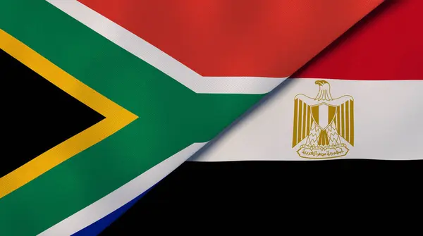 Två Flaggstater Sydafrika Och Egypten Hög Kvalitet Affärsbakgrund Illustration — Stockfoto