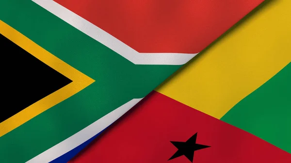 Dva Státy Vlajky Jižní Afriky Guineje Bissau Vysoce Kvalitní Obchodní — Stock fotografie