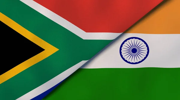Två Flaggstater Sydafrika Och Indien Hög Kvalitet Affärsbakgrund Illustration — Stockfoto