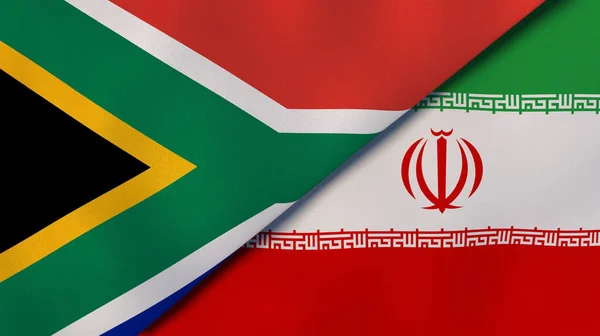 Två Flaggstater Sydafrika Och Iran Hög Kvalitet Affärsbakgrund Illustration — Stockfoto