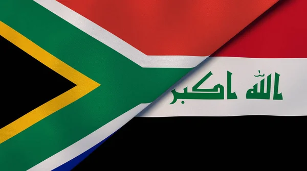 Två Staters Flagg Från Sydafrika Och Irak Hög Kvalitet Affärsbakgrund — Stockfoto