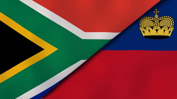Two States Flags South Africa Liechtenstein High Quality Business Background — Stock Photo, Image