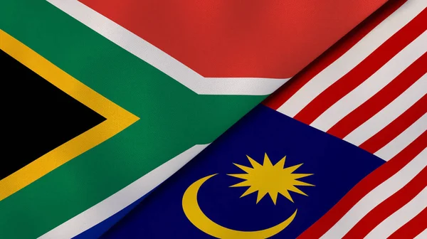 南アフリカとマレーシアの2つの州旗 高品質のビジネス背景 3Dイラスト — ストック写真