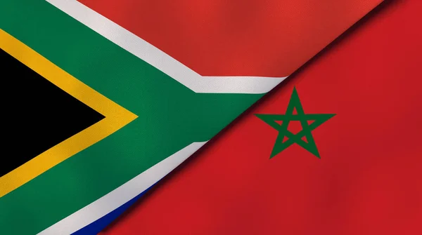 南アフリカとモロッコの2つの州旗 高品質のビジネス背景 3Dイラスト — ストック写真