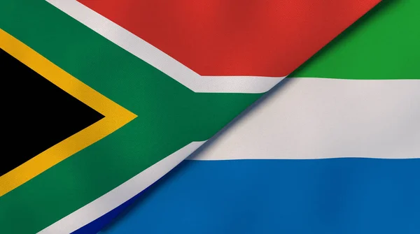 Två Flaggstater Sydafrika Och Sierra Leone Hög Kvalitet Affärsbakgrund Illustration — Stockfoto