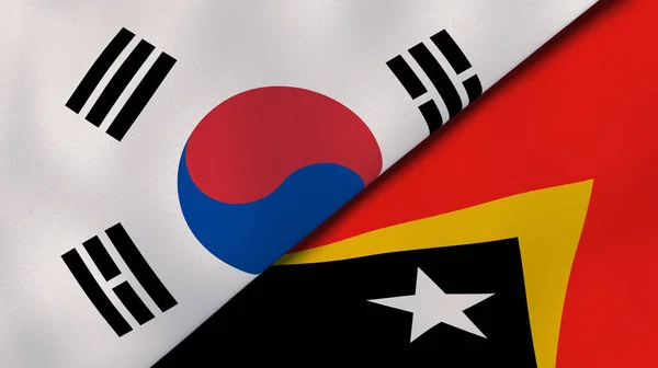 Deux États Drapeaux Corée Sud Timor Oriental Une Expérience Professionnelle — Photo