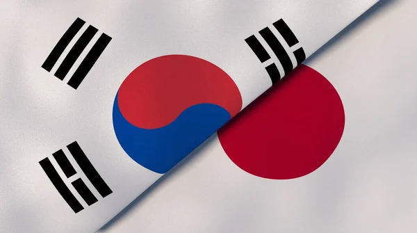 Dos Estados Banderas Corea Del Sur Japón Fondo Negocio Alta —  Fotos de Stock