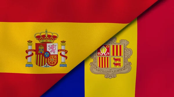 Dos Estados Banderas España Andorra Fondo Negocio Alta Calidad Ilustración —  Fotos de Stock