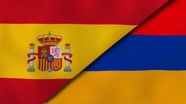 Dos Estados Banderas España Armenia Fondo Negocio Alta Calidad Ilustración — Foto de Stock