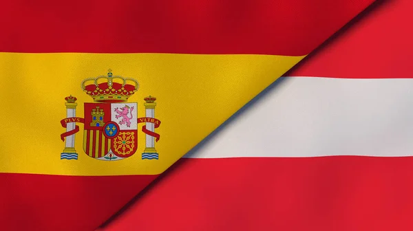 Δύο Κράτη Σημαίες Της Ισπανίας Και Της Αυστρίας Επαγγελματικό Υπόβαθρο — Φωτογραφία Αρχείου