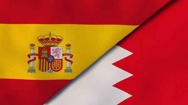 Dois Estados Bandeiras Espanha Bahrein Fundo Negócios Alta Qualidade Ilustração — Fotografia de Stock