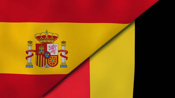 Zwei Staaten Flaggen Von Spanien Und Belgien Hochwertiger Geschäftlicher Hintergrund — Stockfoto