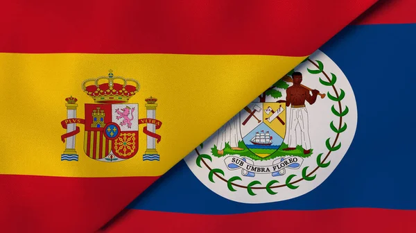 Dos Estados Banderas España Belice Fondo Negocio Alta Calidad Ilustración — Foto de Stock