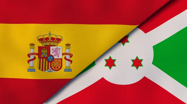 Dos Estados Banderas España Burundi Fondo Negocio Alta Calidad Ilustración — Foto de Stock