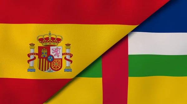 Dos Estados Banderas España República Centroafricana Fondo Negocio Alta Calidad — Foto de Stock