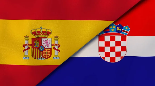 Deux États Drapeaux Espagne Croatie Une Expérience Professionnelle Haute Qualité — Photo