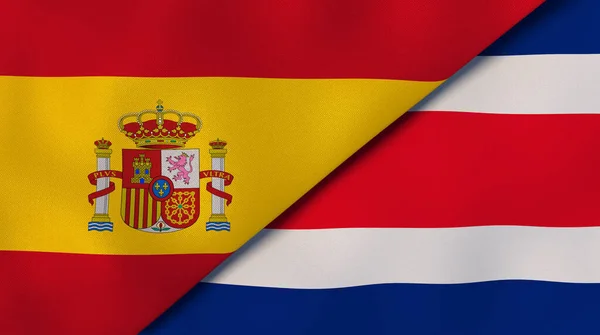 Dos Estados Banderas España Costa Rica Fondo Negocio Alta Calidad — Foto de Stock