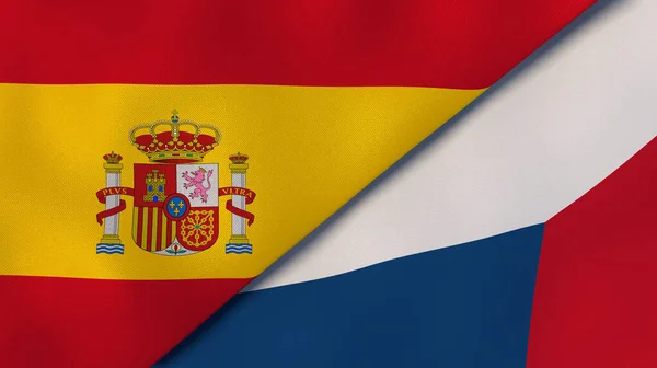 Dos Estados Banderas España República Checa Fondo Negocio Alta Calidad — Foto de Stock