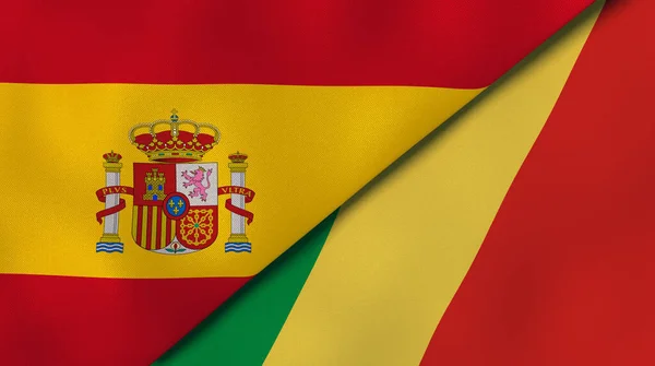 Zwei Staaten Flaggen Von Spanien Und Kongo Hochwertiger Geschäftlicher Hintergrund — Stockfoto