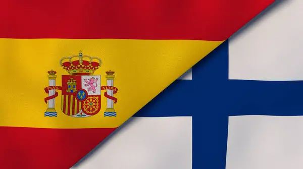 Dos Estados Banderas España Finlandia Fondo Negocio Alta Calidad Ilustración — Foto de Stock