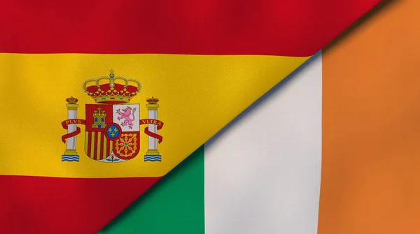 Due Stati Bandiere Spagna Irlanda Contesto Aziendale Alta Qualità Illustrazione — Foto Stock