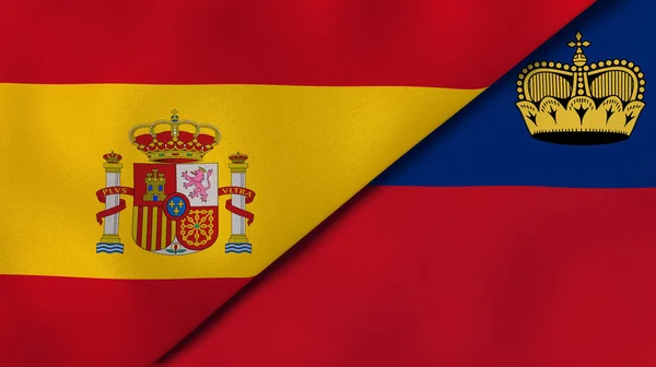 Dos Estados Banderas España Liechtenstein Fondo Negocio Alta Calidad Ilustración — Foto de Stock