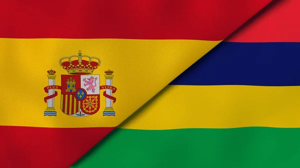 Dos Estados Banderas España Mauricio Fondo Negocio Alta Calidad Ilustración — Foto de Stock