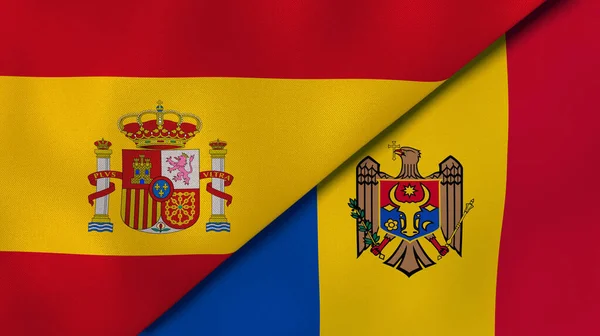 Dos Estados Banderas España Moldavia Fondo Negocio Alta Calidad Ilustración —  Fotos de Stock