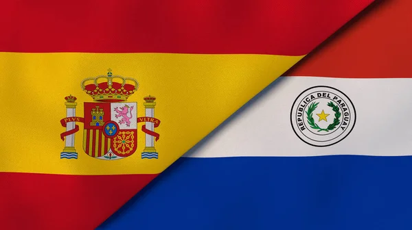 Dos Estados Banderas España Paraguay Fondo Negocio Alta Calidad Ilustración — Foto de Stock