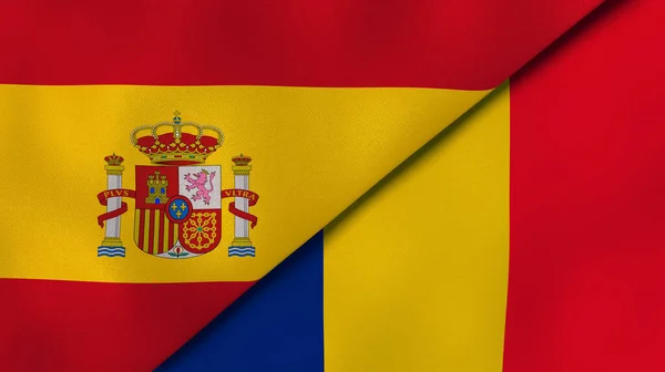 Stater Spanias Romanias Flagg Forretningsbakgrunn Høy Kvalitet Illustrasjon – stockfoto