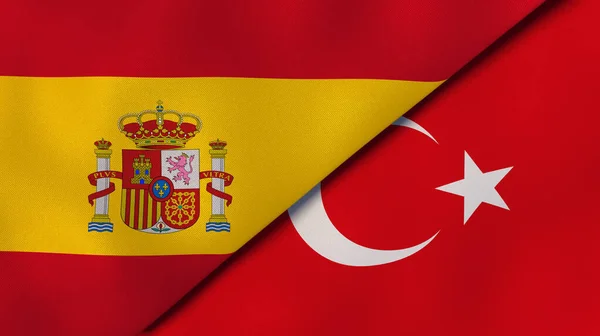 Zwei Staaten Flaggen Von Spanien Und Der Türkei Hochwertiger Geschäftlicher — Stockfoto