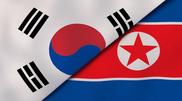 Güney Kore Kuzey Kore Nin Iki Bayrağı Kaliteli Bir Geçmişi — Stok fotoğraf