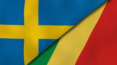 İsveç ve Kongo 'nun iki bayrağı. Kaliteli bir iş geçmişi. 3d illüstrasyon