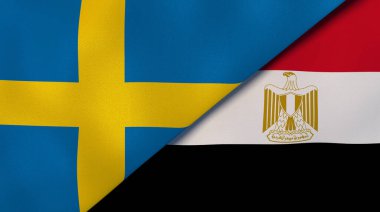 İsveç ve Mısır 'ın iki bayrağı. Kaliteli bir iş geçmişi. 3d illüstrasyon