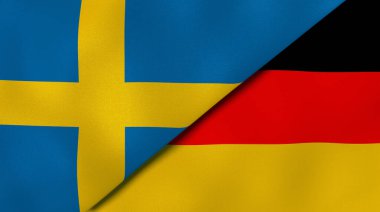 İsveç ve Almanya 'nın iki bayrağı. Kaliteli bir iş geçmişi. 3d illüstrasyon