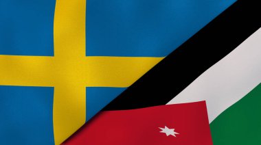 İsveç ve Ürdün 'ün iki bayrağı. Kaliteli bir iş geçmişi. 3d illüstrasyon