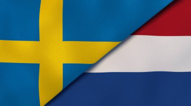 İsveç ve Hollanda 'nın iki bayrağı. Kaliteli bir iş geçmişi. 3d illüstrasyon