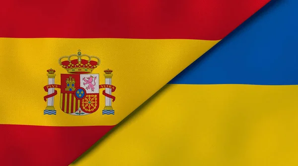 Two States Flags Spain Ukraine High Quality Business Background Illustration — Stock Photo, Image