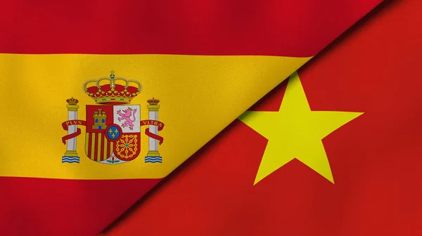 Due Stati Bandiere Spagna Vietnam Contesto Aziendale Alta Qualità Illustrazione — Foto Stock