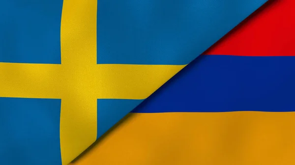 Dos Estados Banderas Suecia Armenia Fondo Negocio Alta Calidad Ilustración —  Fotos de Stock