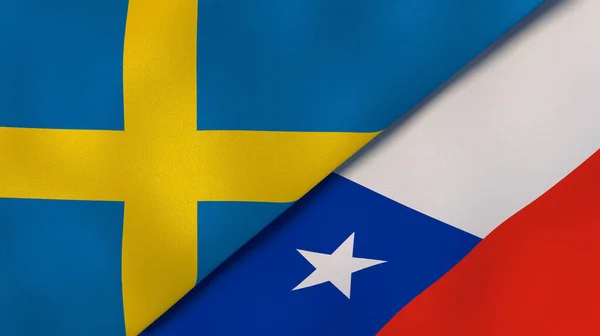 Dos Estados Banderas Suecia Chile Fondo Negocio Alta Calidad Ilustración —  Fotos de Stock