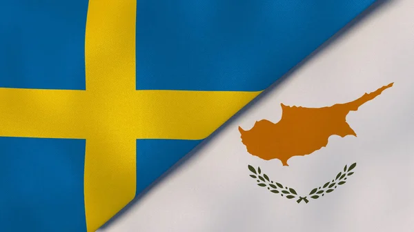 Two States Flags Sweden Cyprus High Quality Business Background Illustration — Stock Photo, Image