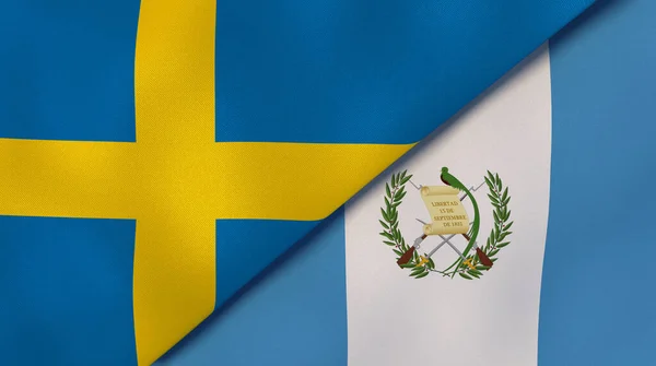 Dos Estados Banderas Suecia Guatemala Fondo Negocio Alta Calidad Ilustración —  Fotos de Stock