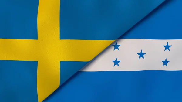 Δύο Πολιτείες Σημαίες Της Σουηδίας Και Της Ονδούρας Επαγγελματικό Υπόβαθρο — Φωτογραφία Αρχείου