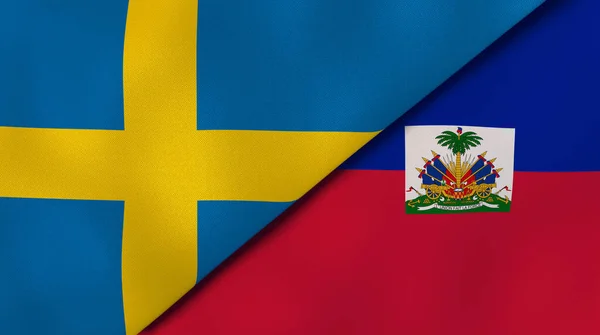 Dos Estados Banderas Suecia Haití Fondo Negocio Alta Calidad Ilustración — Foto de Stock