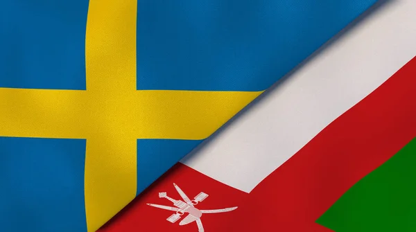 スウェーデンとオマーンの2つの州旗 高品質のビジネス背景 3Dイラスト — ストック写真